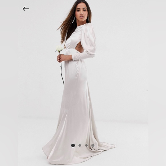 ASOS TALL Satin Fishtail Wedding Dress - Picture 3 of 6